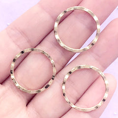 Waved Circle Open Back Bezel for Resin Jewelry Making | Round Deco Frame for UV Resin Filling | Resin Craft Supplies (3 pcs / Gold / 22mm)