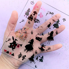 Alice in Wonderland Fairytale Clear Film for UV Resin Art | Kawaii Embellishments | Resin Inclusions | Resin Fillers