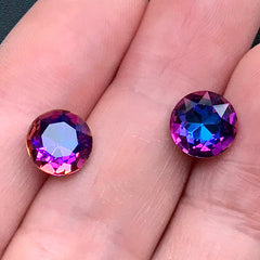 Point Back Ombre Rhinestones in Round Shape | 8mm Faceted Glass Rhinestones | Faux Gems | Bling Bling Embellishment (2 pcs)