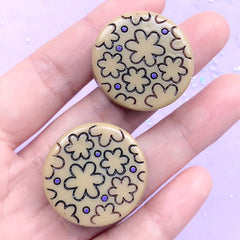 CLEARANCE Caramel Chocolate Truffle Cabochons | Faux Sweet Deco | Fake Food Supplies | Kawaii Decoden Pieces (2 pcs / Light Brown / 28mm x 12mm)