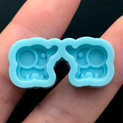 Small Elephant Silicone Mold (2 Cavity) | Mini Animal Mould | Kawaii Stud Earrings DIY | Epoxy Resin Mold (12mm x 11mm)