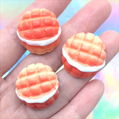 Melon Bread Cabochons | Miniature Melonpan | Sweet Deco | Fake Food Embellishments | Kawaii Decoden (3 pcs / 23mm)