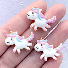 Dollhouse Unicorn Sugar Cookie Resin Cabochons | Mini Food Craft | Fake Dessert Jewelry Making (3 pcs / 23mm x 19mm)