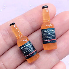 Dollhouse Whiskey Bottle in 1:12 Scale | 3D Miniature Liquor Cabochon | Doll House Alcoholic Beverage Drink (2 pcs / 9mm x 31mm)