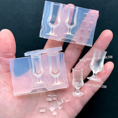 3D Dollhouse Hurricane Glass and Ice Silicone Mold (10 Cavity) | Miniature Cocktail Glass Mold | Doll Drink DIY | Resin Mould Supplies