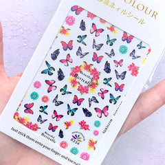 Small Butterfly Stickers | Floral Nail Art Deco | Spring Flower Embellishment for Resin Craft