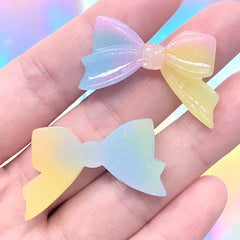 Rainbow Ribbon Cabochons with Glitter | Kawaii Jewellery DIY | Phone Case Decoden Supplies (3 pcs / 34mm x 21mm)