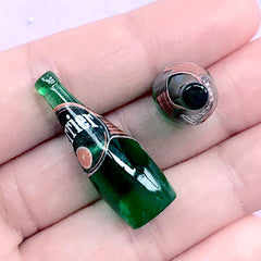 Dollhouse Miniature Sparkling Water Bottle in 1:6 Scale | 3D Doll House Drink Cabochons | Mini Doll Food Supplies (2 pcs / 11mm x 31mm)