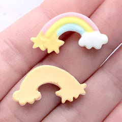 Dollhouse Rainbow Sugar Cookie Cabochons | Miniature Sweet Deco | Decoden Phone Case | Kawaii Jewellery Supplies (3 pcs / 25mm x 13mm)