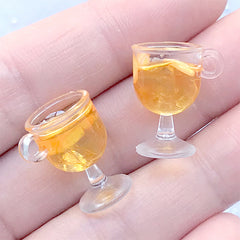 Miniature Orange Juice Charm | Dollhouse Drink | Kawaii Food Jewelry DIY | Fruit Punch Cabochon (2 pcs / Orange / 12mm x 18mm)