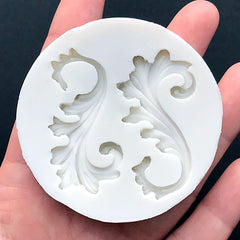 Acanthus Scroll Silicone Mold (2 Cavity) | Baroque Swirl Mould | Rococo Leaf Mould | Home Decoration DIY (23mm x 45mm)
