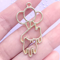 Balloon Cat Open Bezel | Cute Kitty Charm | Kawaii Animal Deco Frame for UV Resin Filling | Resin Jewelry DIY (1 piece / Gold / 23mm x 45mm)