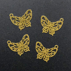 Small Butterfly Metal Bookmark Charm | Mini Deco Frame for UV Resin Filling | Resin Inclusions (4 pcs / 13mm x 11mm)
