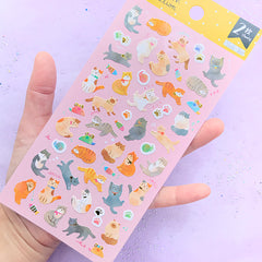 Kawaii Kitty Stickers | Small Cat Stickers | Animal Stickers | Cute Embellishments | Planner Decoration (2 sheets)