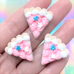 Miniature Cake Slice Cabochons | Doll Food Supplies | Kawaii Sweets Deco | Decoden Phone Case Making (3 pcs / 23mm x 24mm)
