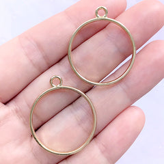 Hollow Circle Deco Frame for UV Resin Filling | Round Open Bezel Pendant | Ring Charm | Resin Jewelry DIY (2 pcs / Gold / 25mm x 29mm)