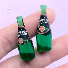 Dollhouse Miniature Sparkling Water Bottle in 1:6 Scale | 3D Doll House Drink Cabochons | Mini Doll Food Supplies (2 pcs / 11mm x 31mm)