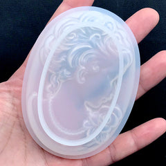 Large Victorian Lady Cameo Silicone Mold | Resin Oval Cabochon DIY | Clear Soft Mold for UV Resin | Epoxy Resin Art Supplies (53mm x 76mm)