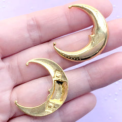 DEFECT Moon Face Embellishments for Astronomy Resin Art Decoration | Astronomical Resin Inclusions (2 pcs / Gold / 25mm x 29mm)