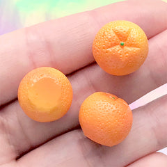 Dollhouse Orange Cabochons | 3D Miniature Citric Fruit | Kawaii Sweet Deco | Faux Food Jewelry Supplies (4 pcs / 15mm x 13mm)