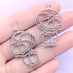 CLEARANCE Umbrella and Animal Open Bezel Pendant | Cute Deco Frame for UV Resin Filling | Kawaii Resin Crafts (2 pcs / Silver / 22mm x 34mm)