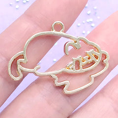 CLEARANCE Crying Cat Open Bezel | Kawaii Open Frame for UV Resin Filling | Kitty Deco Frame | Resin Jewelry Supplies (1 piece / Gold / 36mm x 26mm)