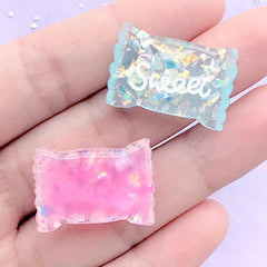 Kawaii Candy Cabochon Assortment with Iridescent Glitter | Decoden Phone Case DIY | Sweet Deco Supplies (7 pcs / Mix / 17mm x 24mm)