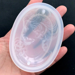 Large Victorian Lady Cameo Silicone Mold | Resin Oval Cabochon DIY | Clear Soft Mold for UV Resin | Epoxy Resin Art Supplies (53mm x 76mm)