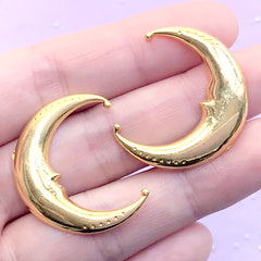 DEFECT Moon Face Embellishments for Astronomy Resin Art Decoration | Astronomical Resin Inclusions (2 pcs / Gold / 25mm x 29mm)