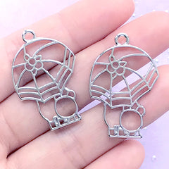 CLEARANCE Umbrella and Animal Open Bezel Pendant | Cute Deco Frame for UV Resin Filling | Kawaii Resin Crafts (2 pcs / Silver / 22mm x 34mm)