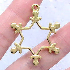 Christmas Snowflake Open Back Bezel Ornament | Christmas Open Frame for UV Resin Jewelry Making (1 piece / Gold / 30mm x 38mm)