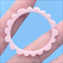 Acrylic Circle Charm | Irregular Round Deco Frame for UV Resin Filling | Kawaii Open Backed Bezel (1 Piece / Pink / 39mm)