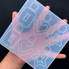 Heart Star Rectangle Dangle Earring Silicone Mold (12 Cavity) | Statement Jewellery Mold | UV Resin and Epoxy Resin Mold
