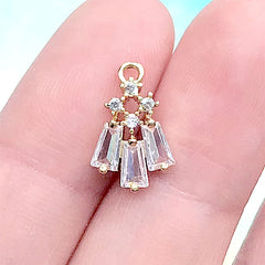 Rhinestone Drop Charm | Small Bling Bling Pendant | Dainty Jewellery DIY (1 piece / Gold / 9mm x 15mm)