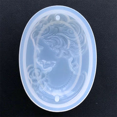 Large Victorian Lady Cameo Silicone Mold | Resin Oval Cabochon DIY | Clear Soft Mold for UV Resin | Epoxy Resin Art Supplies (53mm x 76mm)