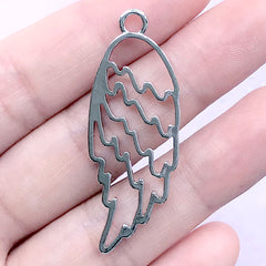 Pegasus Wing Open Bezel Charm | Magical Angel Wing Deco Frame | Mahou Kei Jewelry Making (1 piece / Silver / 16mm x 44mm)