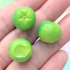 Miniature Lime Cabochons in 3D | Dollhouse Citric Fruit | Kawaii Food Jewelry Making | Decoden Supplies (4 pcs / 15mm x 13mm)