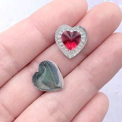 Magical Girl Heart Rhinestones | Kawaii Mahou Kei Jewelry DIY | Decoden Phone Case Making (12 pcs / Red / 14mm x 14mm)
