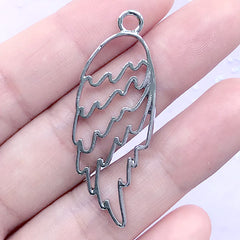 Pegasus Wing Open Bezel Charm | Magical Angel Wing Deco Frame | Mahou Kei Jewelry Making (1 piece / Silver / 16mm x 44mm)
