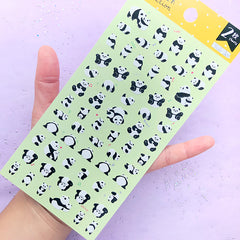 Kawaii Panda Stickers | Small Animal Sticker | Mini Seal Stickers | Planner Decoration | Scrapbooking Supplies (2 sheets)