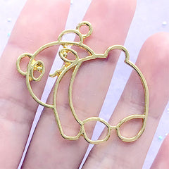 Panda Open Bezel Pendant | Animal Charm | Kawaii Deco Frame for UV Resin Filling | Resin Jewelry Supplies (1 piece / Gold / 40mm x 37mm)