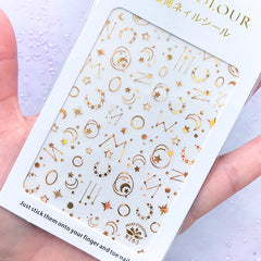 Gold Foiled Constellation Sticker | Moon Star Zodiac Signs Horoscopes Stickers | Astrology Resin Inclusions | Nail Decoration