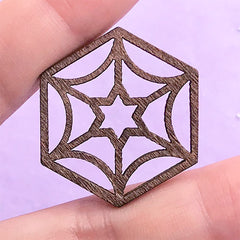 Wooden Open Bezel for UV Resin Filling | Hexagon Deco Frame | Wood Ornament | Resin Art Supplies (1 piece / 28mm x 32mm)