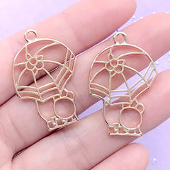 CLEARANCE Animal and Umbrella Open Bezel Charm for UV Resin Filling | Kawaii Resin Jewelry Making (2 pcs / Gold / 22mm x 34mm)