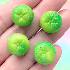 Miniature Lime Cabochons in 3D | Dollhouse Citric Fruit | Kawaii Food Jewelry Making | Decoden Supplies (4 pcs / 15mm x 13mm)