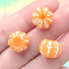 Miniature Orange Cabochon | 3D Dollhouse Fruit | Stud Earrings DIY | Fake Food Jewelry Making | Kawaii Decoden (4 pcs / 13mm x 10mm)