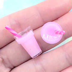 Miniature Magical Drink Charm | Dollhouse Cocktail with Straw | Doll Food Craft Supplies | Kawaii Sweet Deco (2 pcs / Purple Pink / 13mm x 18mm)