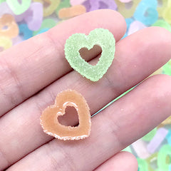 Sugar Heart Ring Candy Cabochons | Faux Jelly Candy | Fake Gummy Candies | Kawaii Food Jewelry Making (10 pcs by Random / 16mm x 15mm)