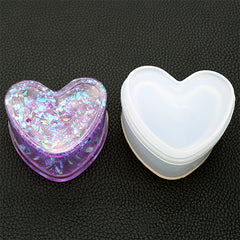 Heart Trinket Box Silicone Mold | Kawaii Storage Box DIY | UV Resin Art Supplies | Home Decoration Craft (74mm x 64mm)