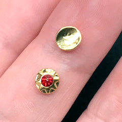 Glass Rhinestone Embellishment | Nail Art Charm | Bling Bling Decoration for Resin Jewellery Making (4 pcs / Red / 5mm)